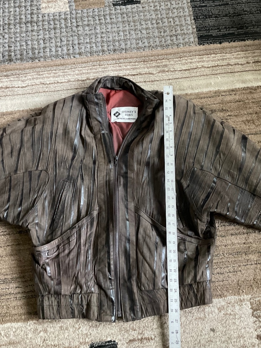 Vintage Sydney’s Furs Hotel del Coronado Woven Leather Zip Jacket Brown